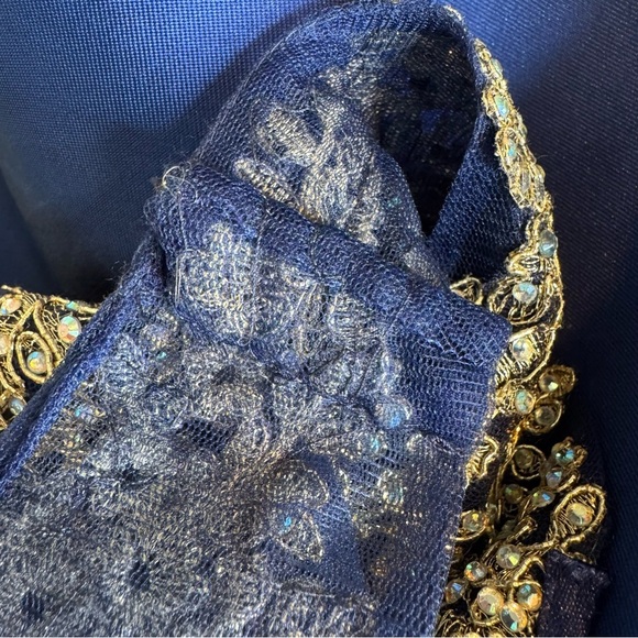 Camille La Vie Embroidered Sequin Formal Prom Pageant Mini Dress Blue Size 00 - Picture 15 of 15